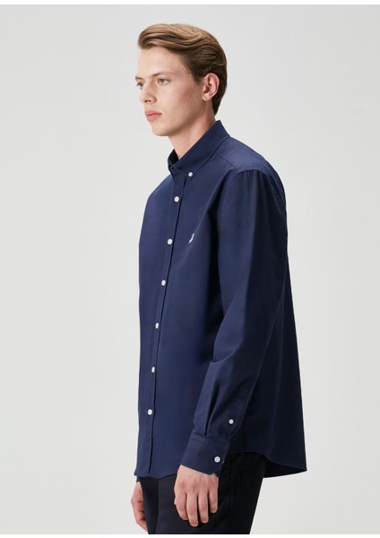 Comfort Fit Lacivert Gabardin Doku Gömlek fırsatları