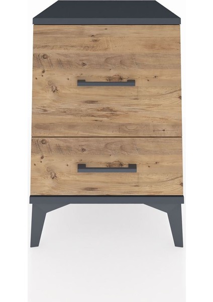 Kronos Komodin 2 Çekmeceli 44X59X64 Antrasit-Çam