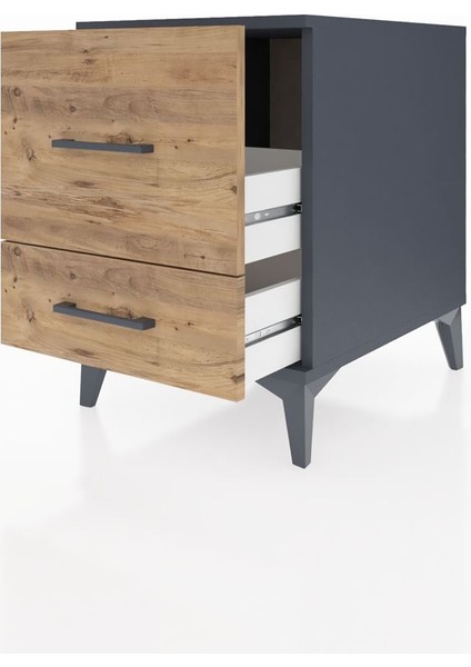 Kronos Komodin 2 Çekmeceli 44X59X64 Antrasit-Çam fırsatları