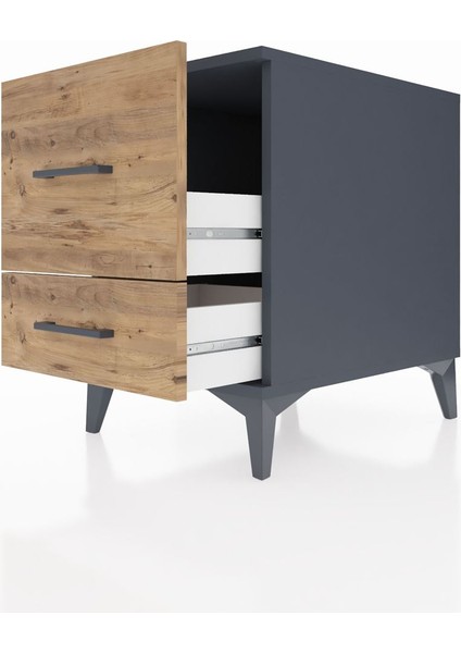 Kronos Komodin 2 Çekmeceli 44X59X64 Antrasit-Çam indirimleri
