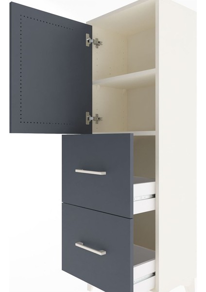 Arges Dolap 2 Raflı 2 Çekmeceli Tek Kapaklı 44X30X134 Aytaşı-Antrasit indirimleri