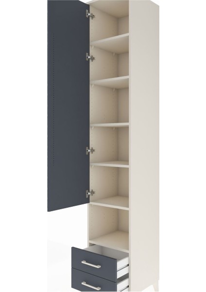 Hyperion Dolap 6 Raflı 2 Çekmeceli Tek Kapaklı 44X44X243 Aytaşı-Antrasit indirimleri