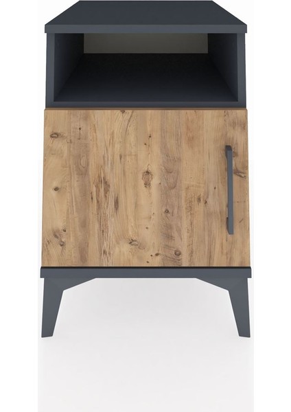 Kronos Komodin 2 Raflı Tek Kapaklı 44X59X64 Antrasit-Çam