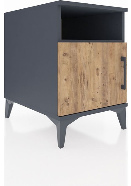 Kronos Komodin 2 Raflı Tek Kapaklı 44X59X64 Antrasit-Çam fiyatları