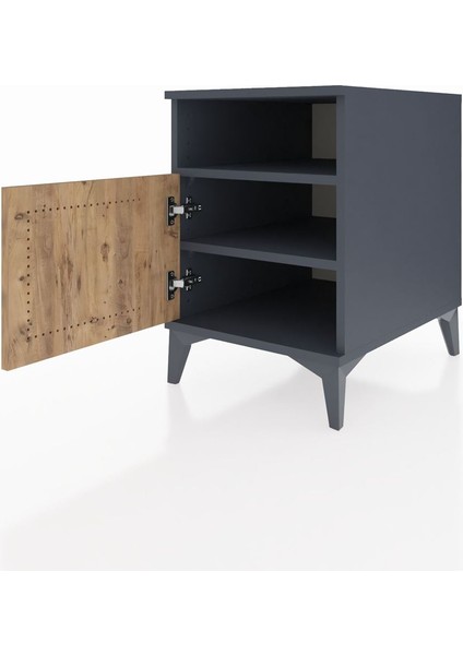 Kronos Komodin 2 Raflı Tek Kapaklı 44X59X64 Antrasit-Çam fırsatları