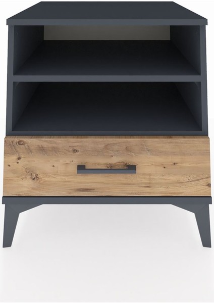 Kronos Komodin 2 Raflı Tek Çekmeceli 60X59X64 Antrasit-Çam fiyatları