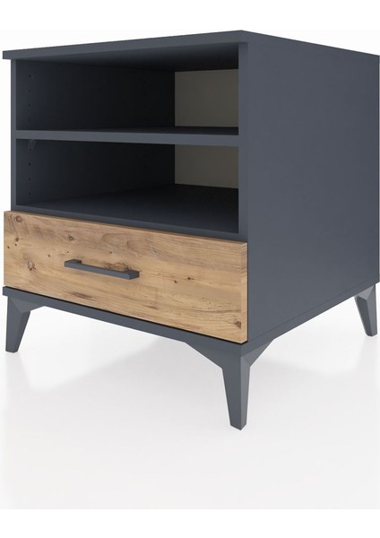 Kronos Komodin 2 Raflı Tek Çekmeceli 60X59X64 Antrasit-Çam indirimleri