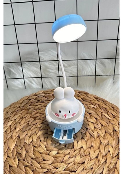 Sevimli Tavşan Tasarımlı Şarjlı Masa Lambası, LED Işık ve Sticker Hediyeli modelleri