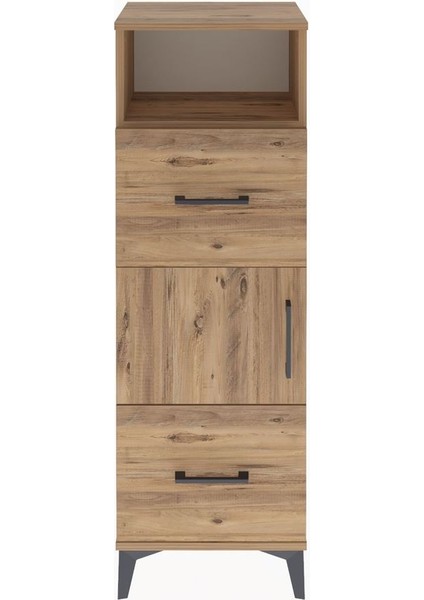 Arges Dolap 2 Raflı 2 Çekmeceli Tek Kapaklı 44X30X134 Çam-Çam