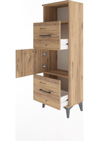 Arges Dolap 2 Raflı 2 Çekmeceli Tek Kapaklı 44X30X134 Çam-Çam fırsatları