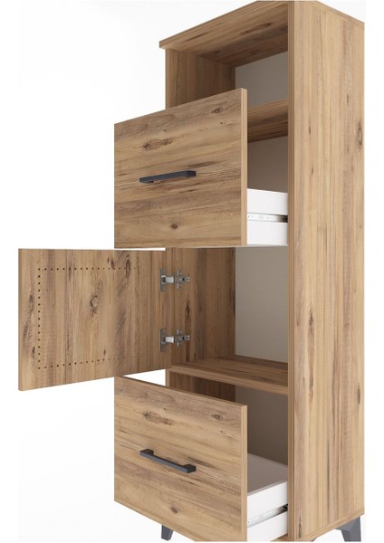 Arges Dolap 2 Raflı 2 Çekmeceli Tek Kapaklı 44X30X134 Çam-Çam indirimleri