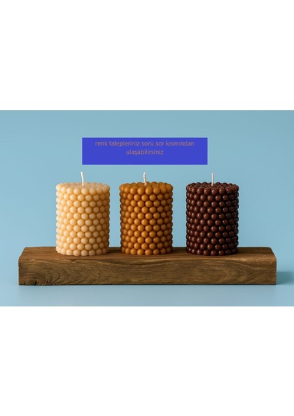 3 Adet Bubble Silindir Kahve Tonlu Dekoratif Kokulu Mum - Pearly Candle modelleri