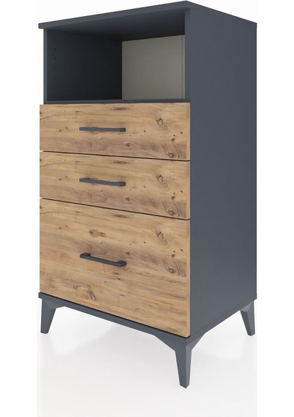 Hyperion Komodin Tek Raflı 3 Çekmeceli 60X44X106 Antrasit-Çam modelleri