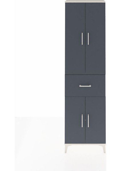 Arges Dolap 2 Raflı Tek Çekmeceli Tek Askılı 60X30X221 Aytaşı-Antrasit