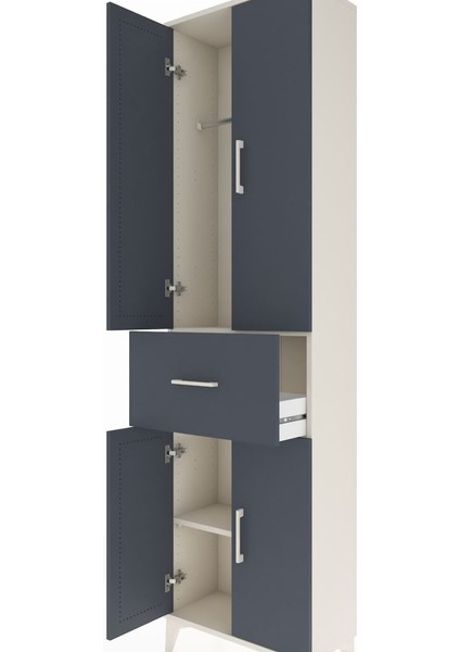 Arges Dolap 2 Raflı Tek Çekmeceli Tek Askılı 60X30X221 Aytaşı-Antrasit indirimleri