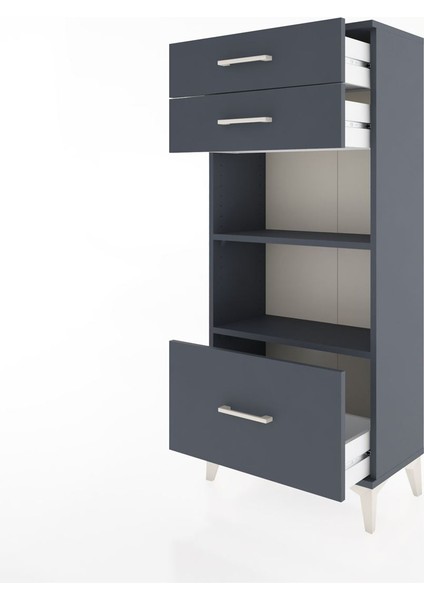 Hyperion Dolap 2 Raflı 3 Çekmeceli 60X44X134 Antrasit-Antrasit fırsatları