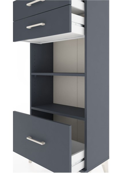 Hyperion Dolap 2 Raflı 3 Çekmeceli 60X44X134 Antrasit-Antrasit indirimleri