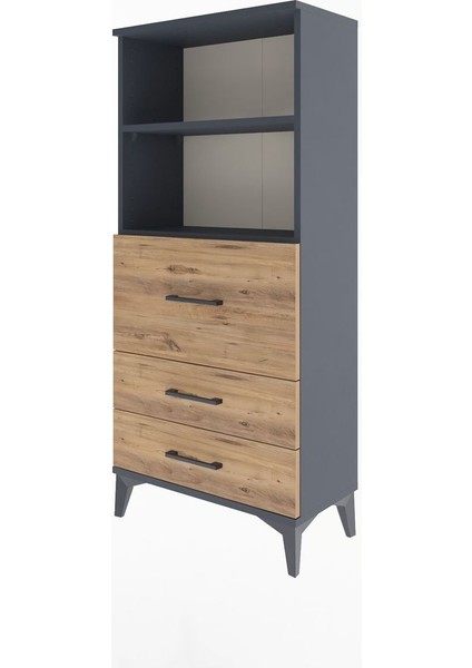 Arges Dolap 2 Raflı 3 Çekmeceli 60X30X134 Antrasit-Çam modelleri