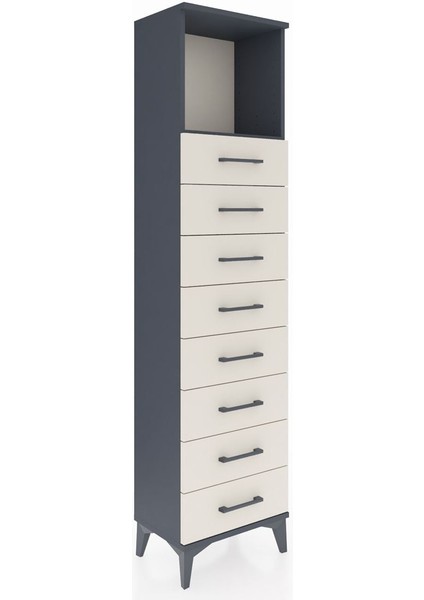 Arges Dolap Tek Raflı 8 Çekmeceli 44X30X182 Antrasit-Aytaşı fiyatları