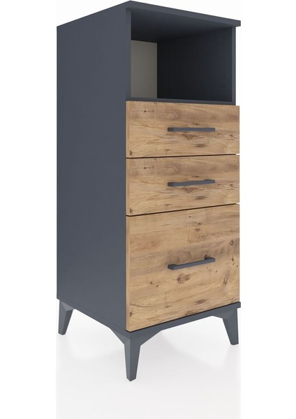 Hyperion Komodin Tek Raflı 3 Çekmeceli 44X44X106 Antrasit-Çam fiyatları