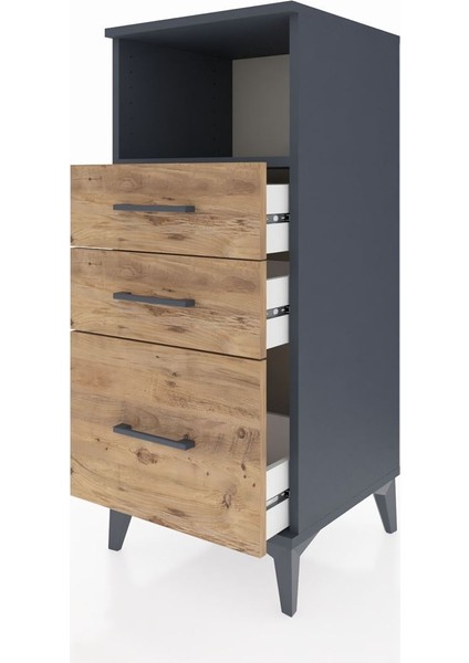 Hyperion Komodin Tek Raflı 3 Çekmeceli 44X44X106 Antrasit-Çam fırsatları