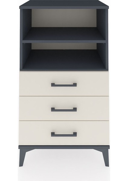 Hyperion Komodin 2 Raflı 3 Çekmeceli 60X44X106 Antrasit-Aytaşı