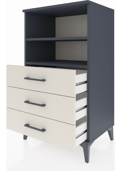 Hyperion Komodin 2 Raflı 3 Çekmeceli 60X44X106 Antrasit-Aytaşı fırsatları