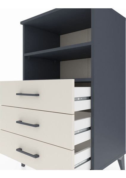 Hyperion Komodin 2 Raflı 3 Çekmeceli 60X44X106 Antrasit-Aytaşı indirimleri