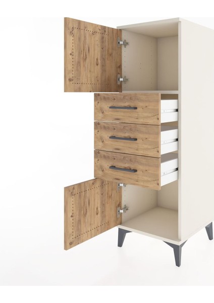 Hyperion Dolap Tek Raflı 3 Çekmeceli 2 Kapaklı 44X44X134 Aytaşı-Çam fırsatları
