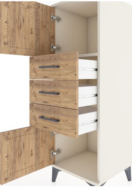 Hyperion Dolap Tek Raflı 3 Çekmeceli 2 Kapaklı 44X44X134 Aytaşı-Çam indirimleri