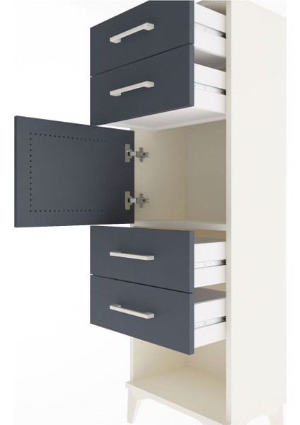 Arges Dolap Tek Raflı 4 Çekmeceli Tek Kapaklı 44X30X134 Aytaşı-Antrasit indirimleri