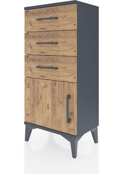 Arges Komodin 3 Çekmeceli Tek Kapaklı 44X30X96 Antrasit-Çam modelleri