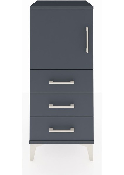 Hyperion Komodin 2 Raflı 3 Çekmeceli Tek Kapaklı 44X44X106 Antrasit-Antrasit