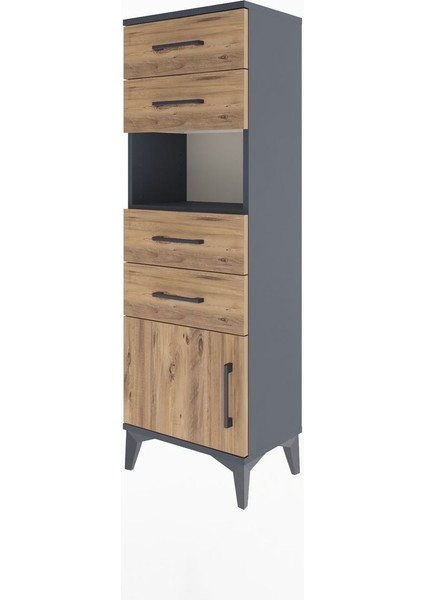 Arges Dolap Tek Raflı 4 Çekmeceli Tek Kapaklı 44X30X134 Antrasit-Çam modelleri