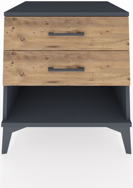 Kronos Komodin 2 Çekmeceli 60X59X64 Antrasit-Çam