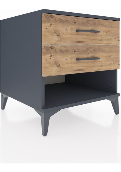 Kronos Komodin 2 Çekmeceli 60X59X64 Antrasit-Çam fırsatları