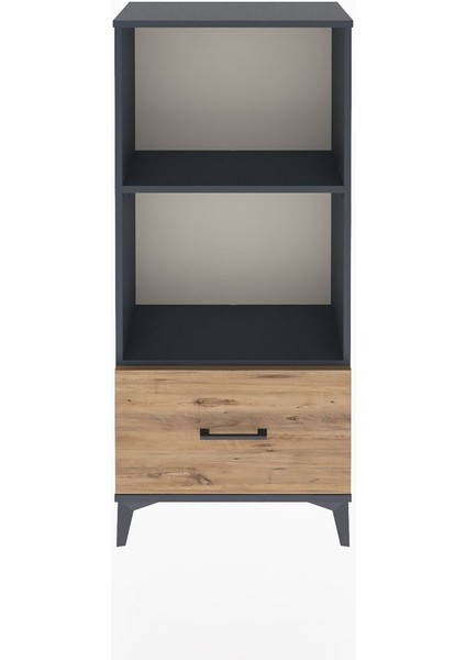 Arges Dolap Tek Raflı Tek Çekmeceli 60X30X134 Antrasit-Çam