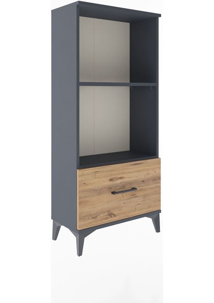 Arges Dolap Tek Raflı Tek Çekmeceli 60X30X134 Antrasit-Çam fiyatları