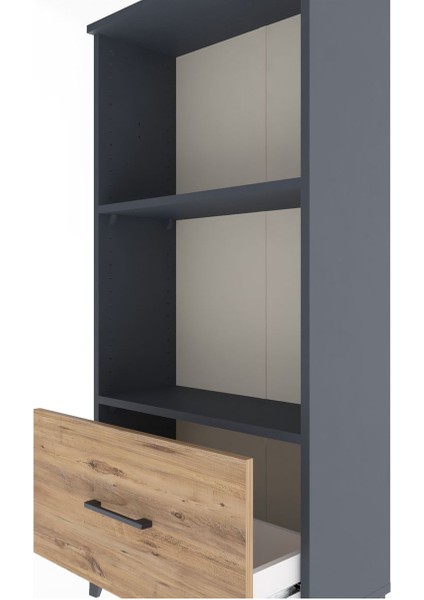 Arges Dolap Tek Raflı Tek Çekmeceli 60X30X134 Antrasit-Çam indirimleri