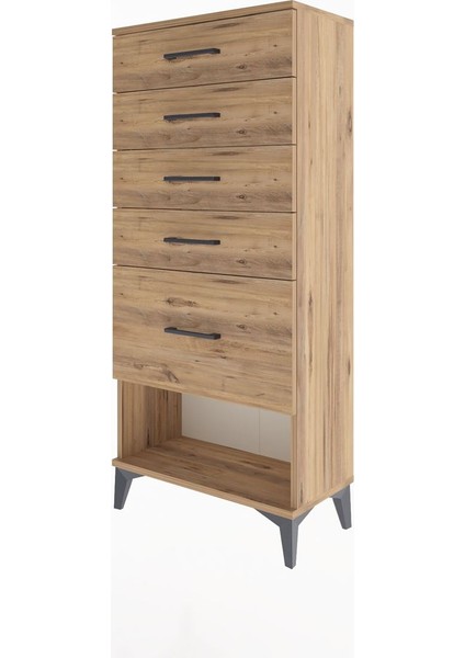 Arges Dolap 5 Çekmeceli 60X30X134 Çam-Çam modelleri