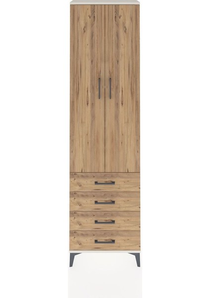 Arges Dolap 4 Raflı 4 Çekmeceli 2 Kapaklı 60X30X221 Aytaşı-Çam