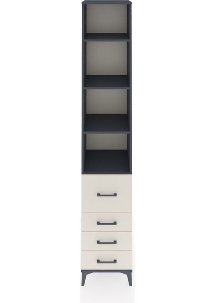 Hyperion Dolap 4 Raflı 4 Çekmeceli 44X44X243 Antrasit-Aytaşı