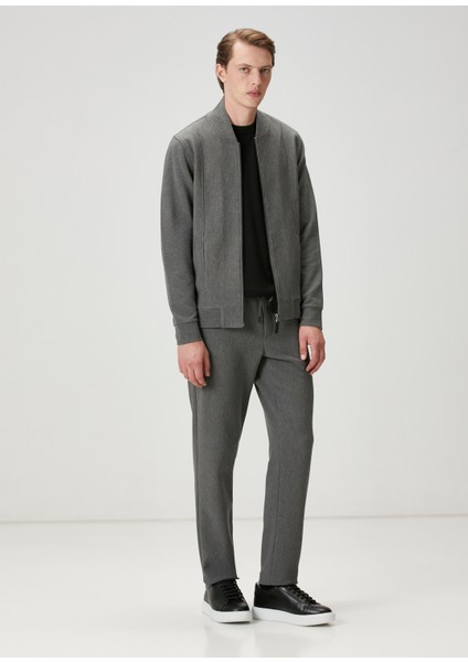 Antrasit Ottoman Dokulu Bomber Sweatshirt modelleri