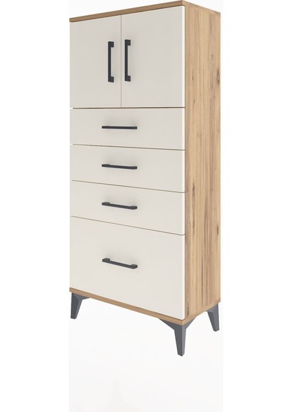 Arges Dolap Tek Raflı 4 Çekmeceli 2 Kapaklı 60X30X134 Çam-Aytaşı modelleri