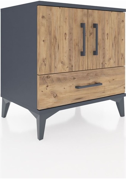 Hyperion Komodin 2 Raflı Tek Çekmeceli 2 Kapaklı 60X44X64 Antrasit-Çam fiyatları