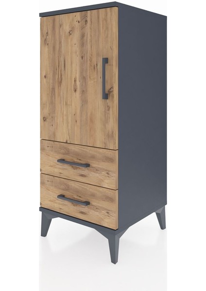 Hyperion Komodin 2 Raflı 2 Çekmeceli Tek Kapaklı 44X44X106 Antrasit-Çam modelleri