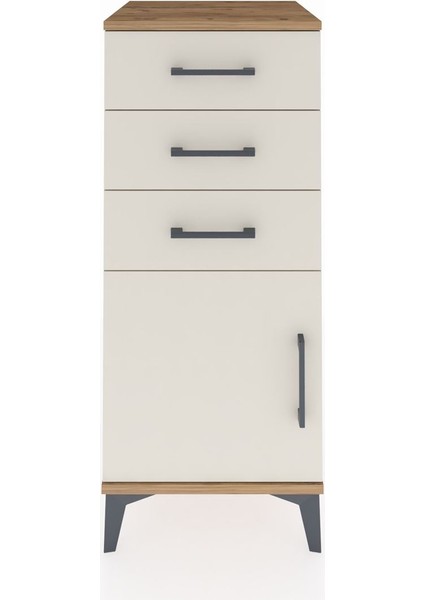 Hyperion Komodin Tek Raflı 3 Çekmeceli Tek Kapaklı 44X44X106 Çam-Aytaşı