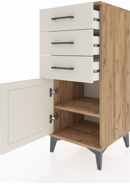 Hyperion Komodin Tek Raflı 3 Çekmeceli Tek Kapaklı 44X44X106 Çam-Aytaşı fırsatları