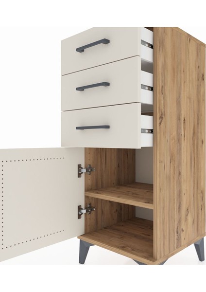 Hyperion Komodin Tek Raflı 3 Çekmeceli Tek Kapaklı 44X44X106 Çam-Aytaşı indirimleri