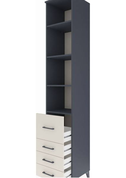 Hyperion Dolap 4 Raflı 4 Çekmeceli 44X44X243 Antrasit-Aytaşı indirimleri